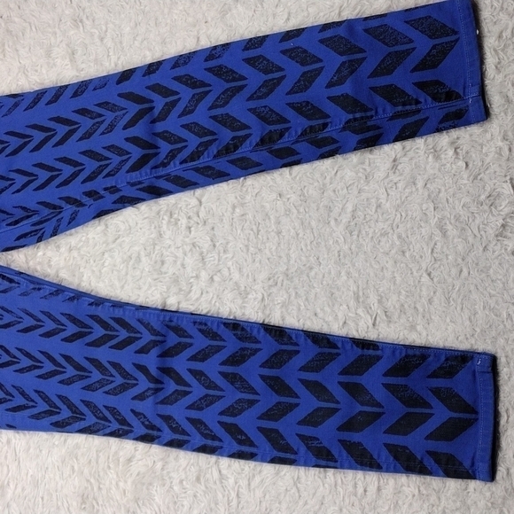 𝅺Current/Elliott Cobalt Blue Chevron Five Pocket Low Rise Ankle Skinny Jeans - Picture 4 of 11